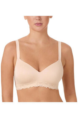 Comfort Code Women's Lined Lace Trim Wireless Bra Soft Peach -